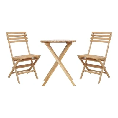 Afbeelding van AXI Rae 3 delige Houten Bistroset Teak Balkonset 2 stoelen en tafel 100% Inklapbaar Voor balkon terras
