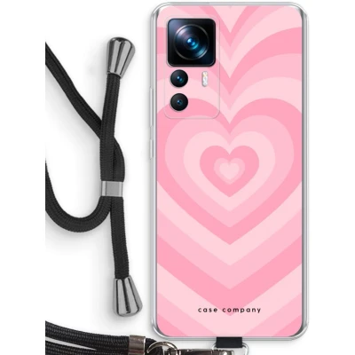 Afbeelding van Case Company® hoesje met Koord geschikt voor Xiaomi 12T Hart Roos Telefoonhoesje Zwart Bescherming aan alle Kanten en Over de Schermrand