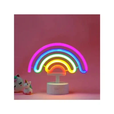 Afbeelding van Legami Ledlamp met neon effect, It&#039;s a Sign, H 19 cm, Rainbow thema, dubbele voeding, USB kabel (meegeleverd) of batterijen (niet inbegrepen), tafellamp, veelkleurig licht