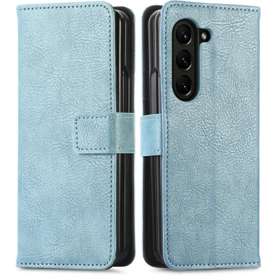 Afbeelding van iMoshion Hoesje Geschikt voor Samsung Galaxy Z Fold 6 Met Pasjeshouder Luxe Bookcase Lichtblauw