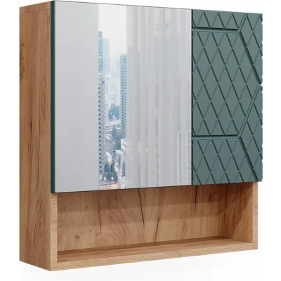 Afbeelding van Vicco Badkamerspiegelkast Irma, Groen/gouden eik/Groen, 54 x 55 cm