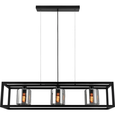 Afbeelding van EGLO Brisling Hanglamp E27 110 cm rookglas zwart