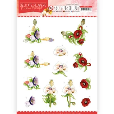 Afbeelding van Poppy Delicate Flowers 3D Push Out Sheet by Precious Marieke