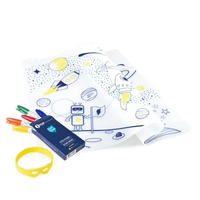 Afbeelding van Super Petit Into Space Silicone mat met 5 markers en armband