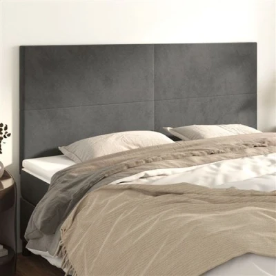 Afbeelding van vidaXL Hoofdborden 4 st 100x5x78/88 cm fluweel donkergrijs