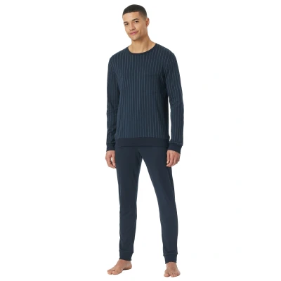 Afbeelding van Schiesser FINE Interlock Pyjama, Heren, Maat: 58, Nachtblau