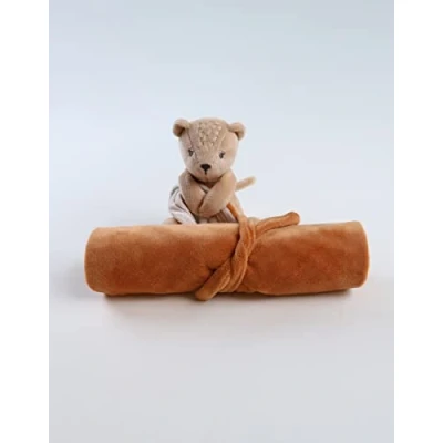Afbeelding van Noukie&#039;s Doudou XXL Veloudoux Babou Caramel /Beige Eerste dekentje
