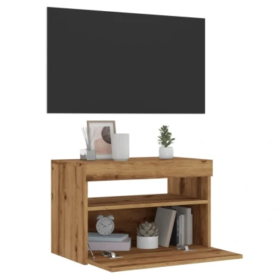 Afbeelding van vidaXL Tv meubel met LED 60x35x40 cm bewerkt hout artisanaal eiken