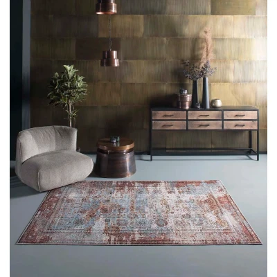 Afbeelding van Vintage Tapijt/Vloerkleed Nostalgia No.7 Roestbruin 70x140 Cm