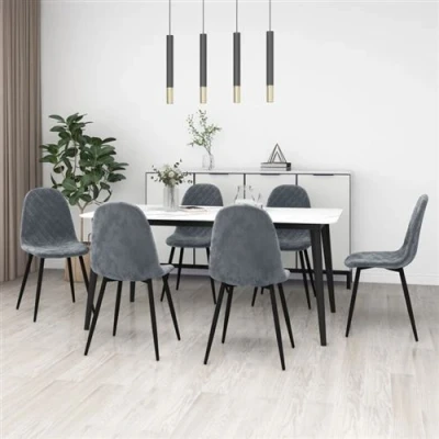 Afbeelding van vidaXL Eetkamerstoelen 6 st fluweel donkergrijs