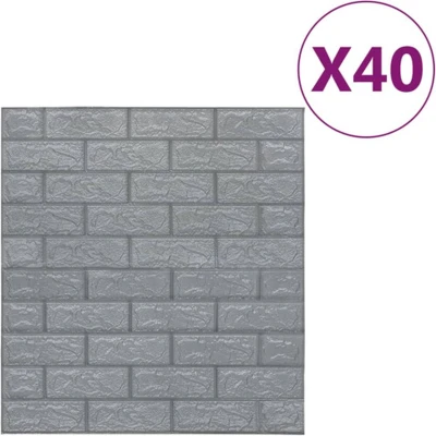 Afbeelding van VidaXL 3D behang zelfklevend 40 st bakstenen antracietkleurig