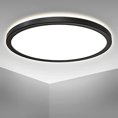 Afbeelding van B.K.Licht Plafondlamp zwarte led paneel ronde plafonniére Ø29.3cm 4.000K 2.400Lm 18W