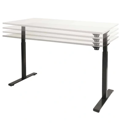Afbeelding van Dextro basic zit/sta 160x80cm, electrisch hoogte verstelbare werkplek, T poot frame. Frame kleur zwart (RAL9005) en blad Schaduwzwart