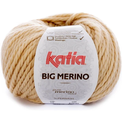 Afbeelding van Big merino garen Katia Licht Beige Kleurnr. 10 wol haakgaren breien haken breigaren voor interieur baby super zacht breiwol