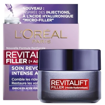 Image de L’Oréal Paris Revitalift Filler, Soin Anti Âge Revolumisant, Crème de Jour Rides et Volume, Enrichi en Acide Hyaluronique, Pour Tous Types Peaux, 50 ml