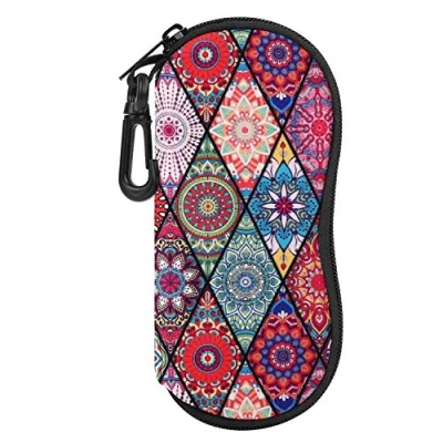 Afbeelding van MoKo Sunglasses Soft Case Ultra Light Neoprene Zipper Eyeglass with Belt Clip, Rhombic Mandala, One Size