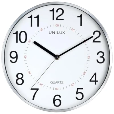 Afbeelding van Wandklok Unilux Aria diameter28,5cm zilvergrijs/wit