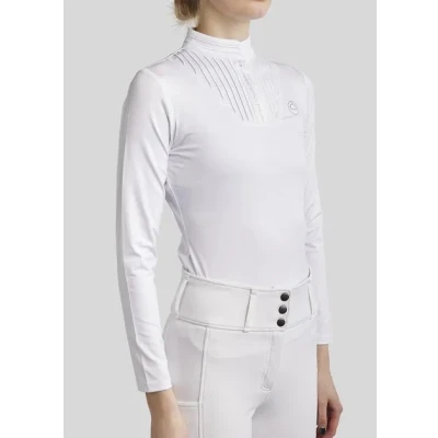 Image de Montar T shirt de Concours MoRosie Pintucks Longues Manches Blanc