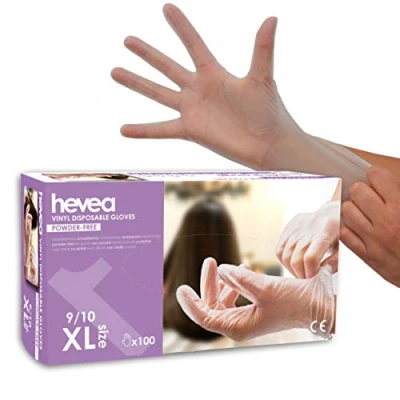 Afbeelding van Hevea Wegwerp vinyl handschoenen Talkvrij en latexvrij. Doos met 100 handschoenen. Maat: XL (zeer groot)