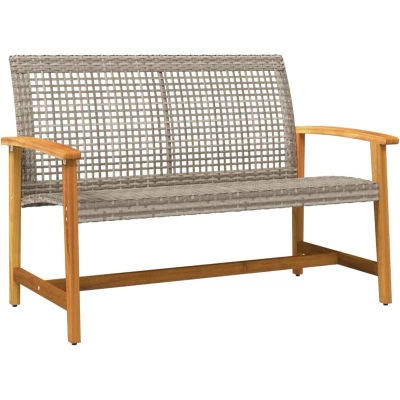 Afbeelding van Tuinbank 112 cm poly rattan en acaciahout grijs