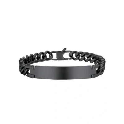 Afbeelding van PROSTEEL Herenarmband, personaliseerbaar, pantserketting, 21 cm, met gepersonaliseerde plaatje van roestvrij staal/verguld/zwart, Niet kostbaar metaal, Zonder steen