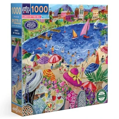 Afbeelding van eeBoo Lunch aan zee puzzel volwassenen 1000 stukjes gerecycled karton en plantaardige inkt afmetingen 58,5 cm x cm, PZT117