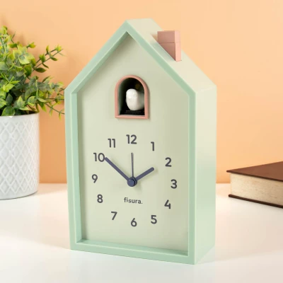 Afbeelding van Fisura Moderne mint cuco wekker huis originele analoge met naald, sluimerknop, licht. Bediening: 3 AA batterijen (niet inbegrepen)