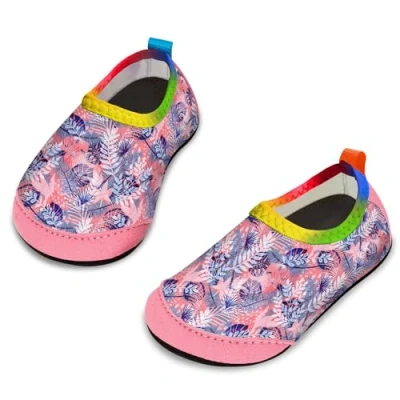 Afbeelding van Yorgou Waterschoenen voor kinderen, antislip, duikschoenen, sneldrogend, strand, meisjes, jongens, Paarse bladeren