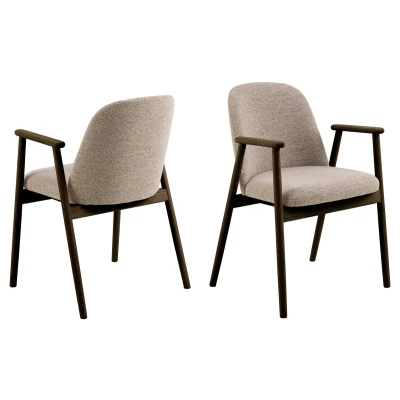 Afbeelding van Hjem Interiors Lloyd Eetkamerstoel Gerookt Eiken / Beige Bouclé