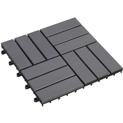Afbeelding van Terrastegels 10 st 30x30 cm massief acaciahout greywash