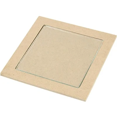Afbeelding van Onderzetter met glazen plaat, buitenmaat 15x15x0,5 cm, binnenmaat 11x11x0,55 6 stuks
