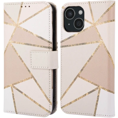 Afbeelding van imoshion Hoesje Geschikt voor iPhone 15 Design Bookcase smartphone Beige Graphic