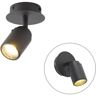 Afbeelding van QAZQA ducha Moderne Plafondlamp voor badkamer 1 lichts Ø 100 mm Zwart