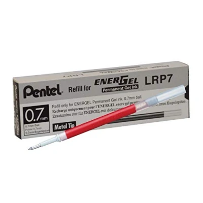 Afbeelding van Pentel Energel LRP7 B Navulinkt voor permanente gel, rood, 12 stuks