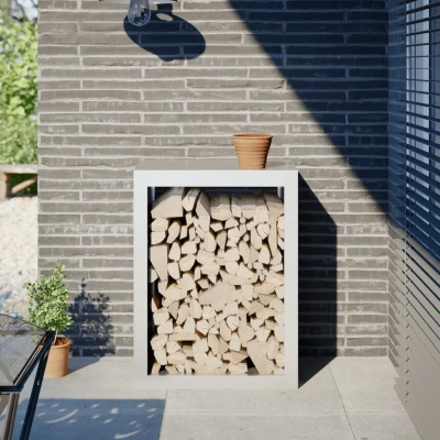 Afbeelding van vidaXL Haardhoutrek 60x40x80 cm staal wit