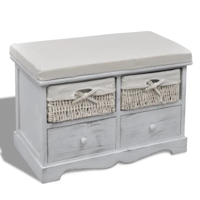Afbeelding van Opbergbank 62x33x42 cm paulowniahout wit