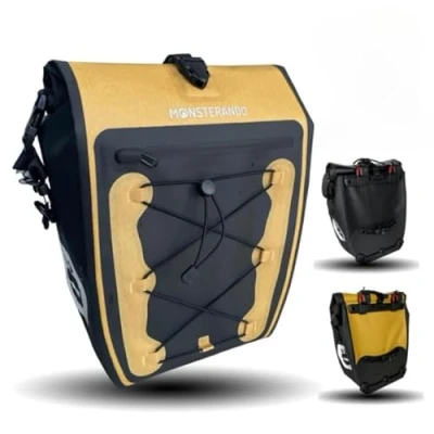 Afbeelding van MONSTERANDO Fietstas voor bagagedrager Business [duurzaam] [waterdicht] Travel Monster bagagedragertas fiets met laptopvak, meerdere vakken, 27 l