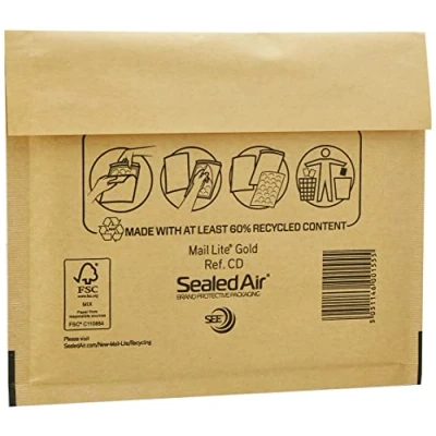 Afbeelding van Bankers Box Luchtkussentas 180 x 160 mm (CD) voor verzendbescherming, 100 enveloppen