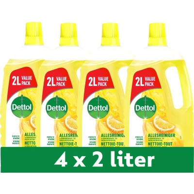 Afbeelding van Dettol Allesreiniger Sprankelende Citroen 2L 4 Stuks Voordeelverpakking