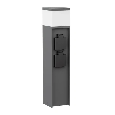 Afbeelding van ledscom.de PODEL lichtklem voor buiten, 39 cm, antraciet, 2 stopcontacten, inclusief G9 lamp, 501 lm, warm wit
