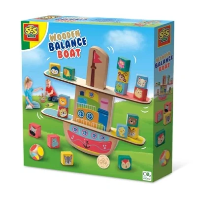 Afbeelding van SES Houten balans boot complete set met handige bewaartas voor 2 of meer spelers