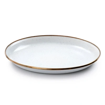 Afbeelding van Barebones Emaille Plat Bord Ø 210 Mm Egg Shell Wit Servies