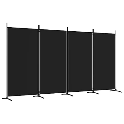 Afbeelding van vidaXL 4 hoekige scheidingswand Zwart 346x180 cm Stof