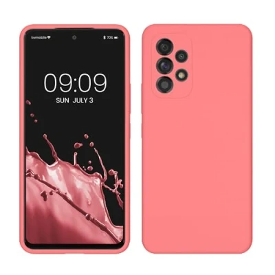 Afbeelding van kwmobile telefoonhoesje geschikt voor Samsung Galaxy A53 5G Hoesje met siliconen coating Smartphone case in Pastelkleurig koraal