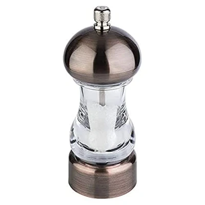 Afbeelding van APS KOPPER Zoutmolen, pepermolen, koperlook, molen van koolstofstaal, maalgraad traploos verstelbaar, afmetingen: 6 x cm/hoogte: 15 cm, kleur: koper, transparant