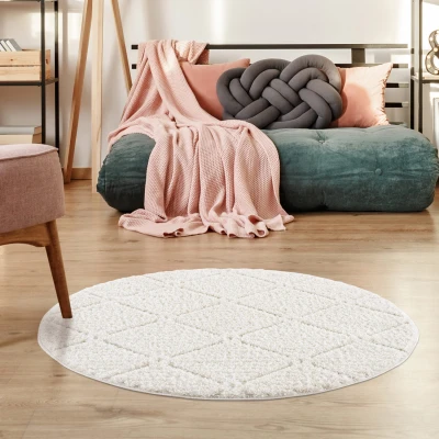 Afbeelding van Vloerkleed Focus Style ROND Hoogpolig Fluffy Scandinavisch Creme 160 CM