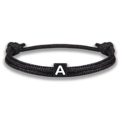 Afbeelding van GD GOOD.designs EST. 2015 touw armband met letters Zwarte vriendschapsarmband verstelbaar maat 14 cm 24