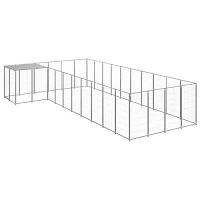Afbeelding van vidaXL Hondenkennel 13,31 m² staal zilverkleurig