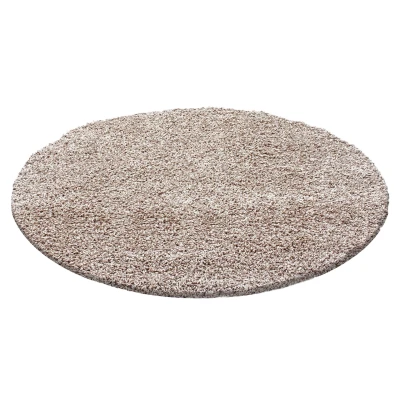 Afbeelding van Basic Shaggy vloerkleed Beige Hoogpolig 200 cm rond