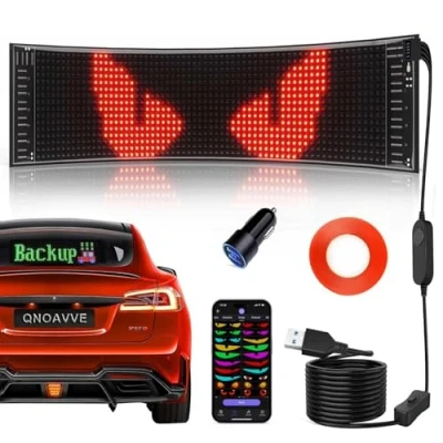Afbeelding van QNOAVVE Flexibele USB led display, 37 x 9,2 cm, met Bluetooth, intelligente aanpassing, voor auto&#039;s, winkels, bars, RGB panelen, pixelrooster, aansturing graffiti, tekstweergave